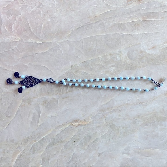 Beautiful Necklace! Approx 14 in with up to 2 extender chain Faceted aquamarine - Picture 1 of 6